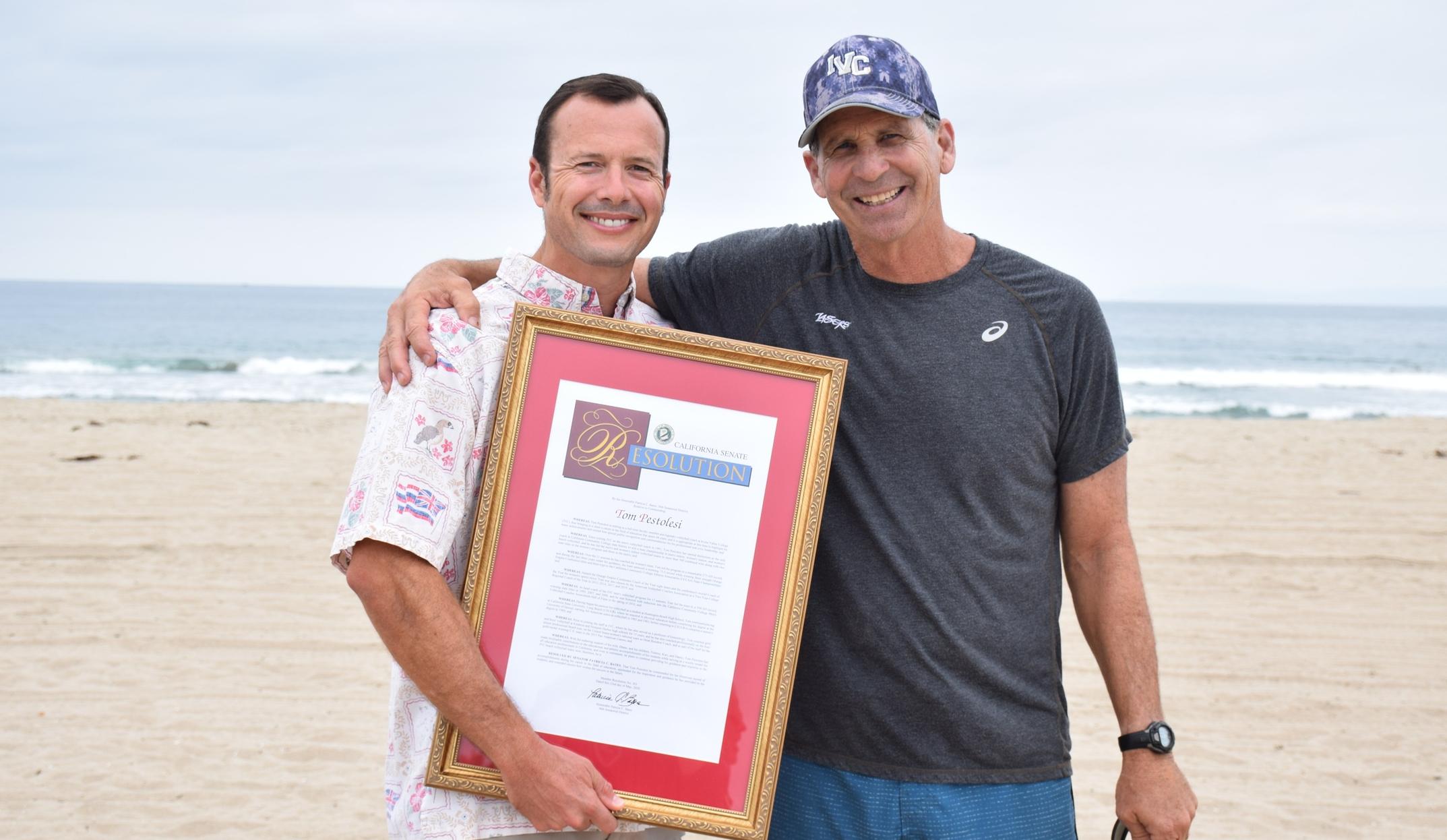 IVC Volleyball Coach Tom Pestolesi receives special honor
